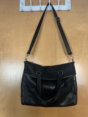 Fossil Black Leather Convertible Shoulder Bag